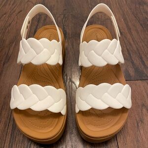 White Braided Wedge Sandals - CROCS